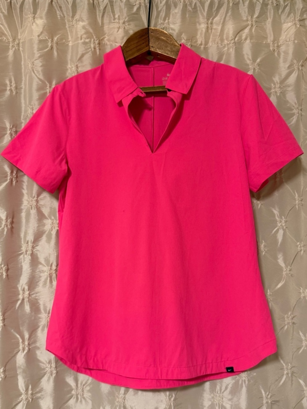 NIKE Hot Pink Drifit Standard Fit Polo V-Neck Top Short Sleeve Golf Shirt